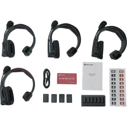 Hollyland Solidcom SE Global 4S 4-Person Full-Duplex Single-Ear Noise-Canceling Headset Intercom System (2.4 GHz)