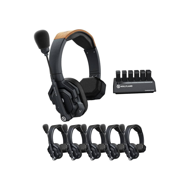 Hollyland Solidcom SE Global 6S 6-Person Full-Duplex Single-Ear Noise-Canceling Headset Intercom System (2.4 GHz)